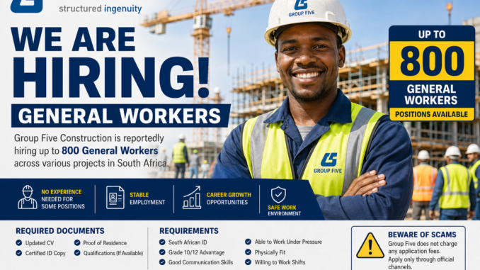 Group Five Construction Hiring 800 General Workers